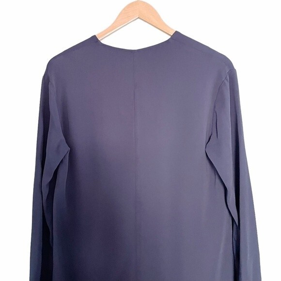 Vince Dress V-Neck Popover Long Sleeve Tunic Navy Blue Size XS Minimalist Simple - Picture 7 of 13